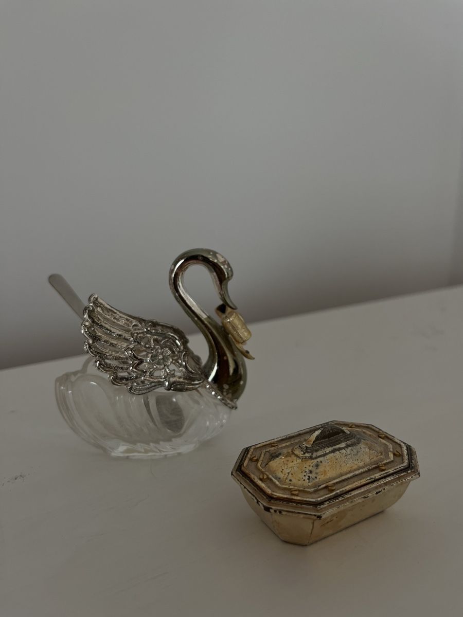 Statuette: Kristall Schwan versilbert – Usato da Erlinsbach SO venduto da jaj_9vbb