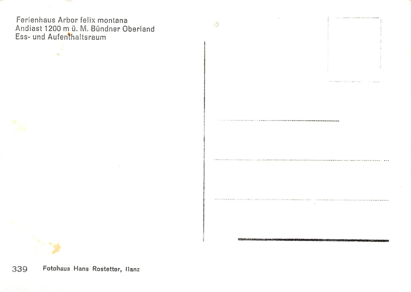 Cartoline postali: Andiast, Ferienhaus Arbor – Usato da Ottikon b.Kemptth. venduto da Neptun1974 1