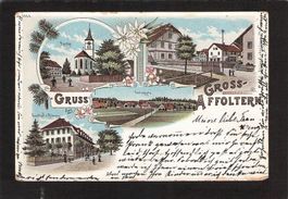 Litho Gruss aus Gross - Affoltern BE , 4 bild , gel. 1899