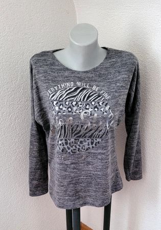 Wild Animal leichtes Oberteil grau mit Print Gr. S