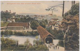 Burgdorf von der ersten Fluh aus 1909 Litho