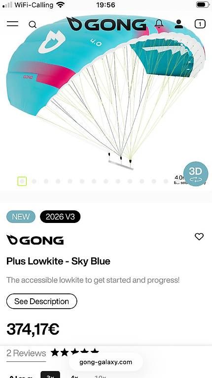 Gong Kite: Plus lowkite Parawing  + Bar   Wingfoil 5 qm – D'occasion à Emmenbrücke par Moa_8zml