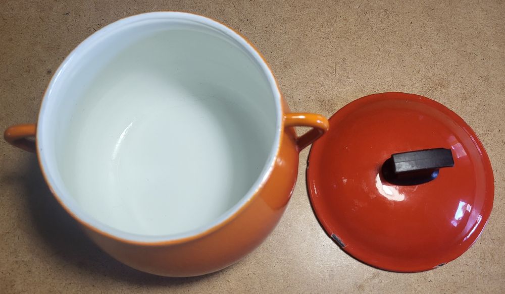 LE CREUSET N°6 Cocotte EN Fonte Emaillée Vintage ORANGE. EUR 20,00