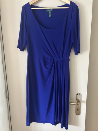 Lauren Ralph Lauren Kleid Grösse  12 blau wickeloptik Neu