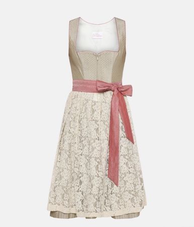 Dirndl Kleid beige/weiss Spitzenrock Grösse S neu