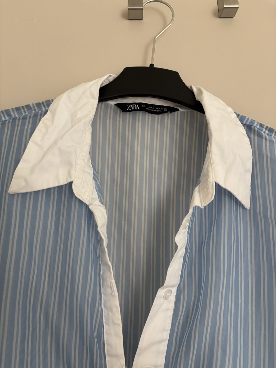 Zara Blusen: Zara Bluse, hellblau gestreift, Kragen weiss, Gr. L. – Neu (gemäss Beschreibung) aus Arbon von Viktoriaa 4