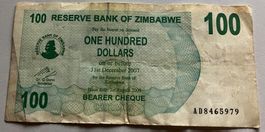 Zimbabwe 100 Dollars 2007