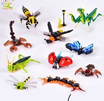 MOC Insekten Bausteine Biene Libelle Schmetterling Set