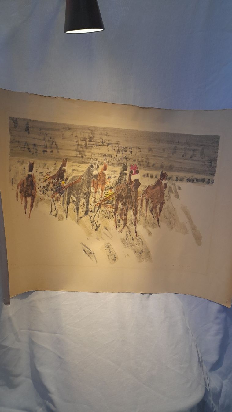 Grafica & Litografie: Lithographie originale signée, course de chevaux. – Usato da st.gallen venduto da The_Rag_Picker.
