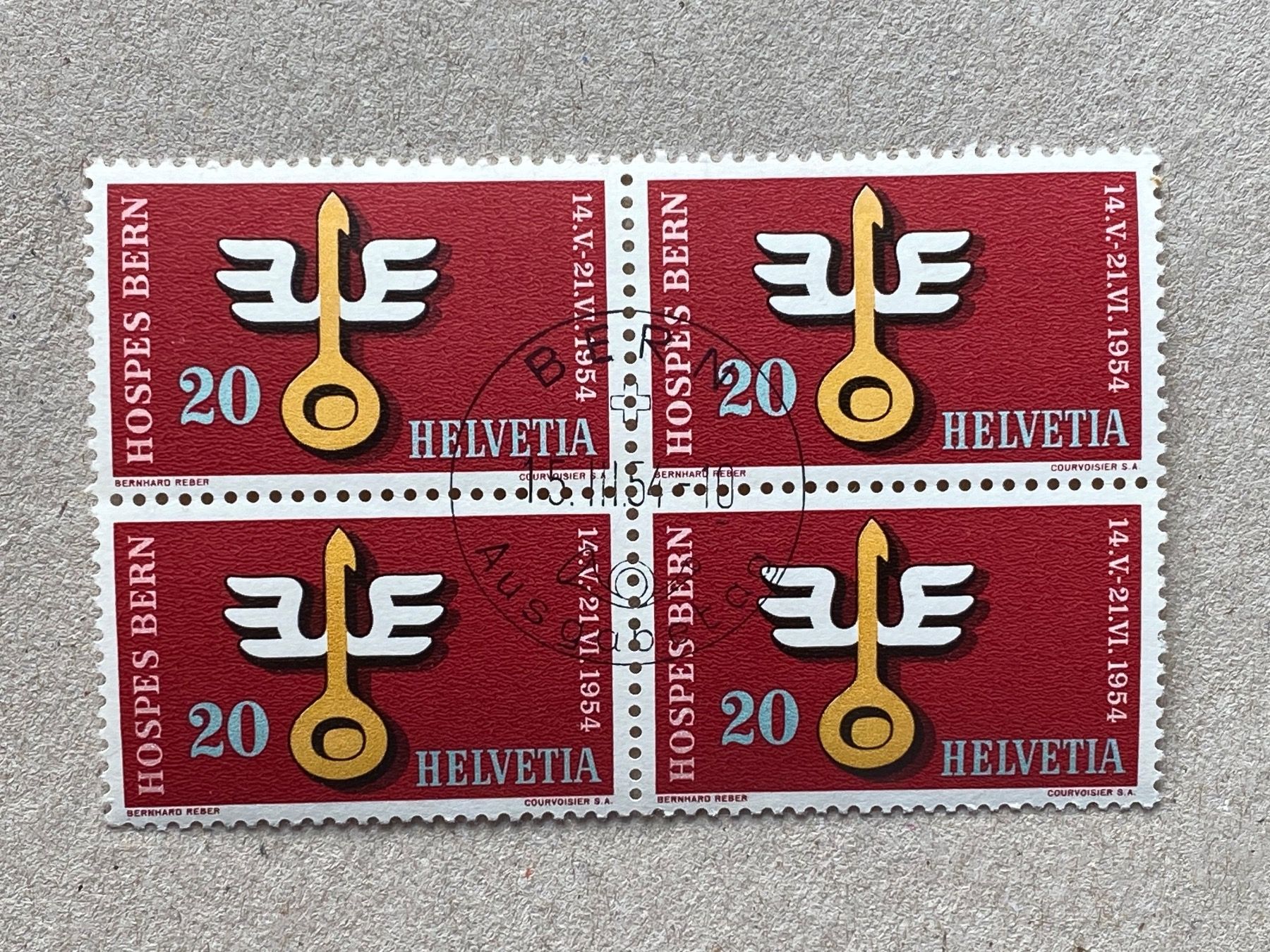 Tutti i francobolli: 317, Viererblock ET, Rückseite ** – Usato da Aarau venduto da hilde47