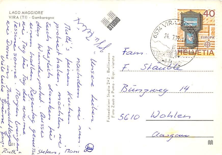 Cartoline postali: TI - Vira, Gambarogno – Usato da Ottikon b.Kemptth. venduto da Neptun1974 1