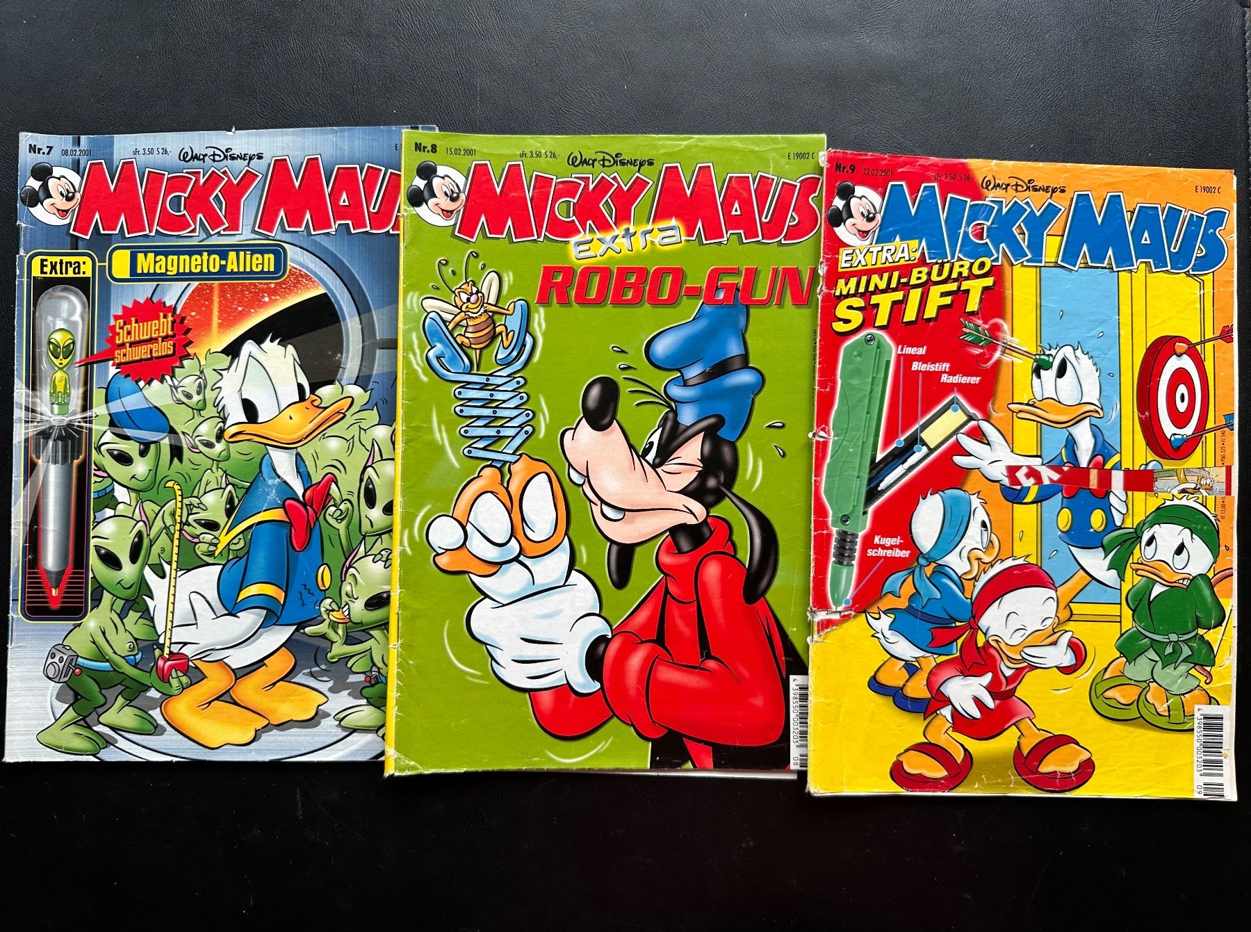 Comics: 3 Mickey Maus 2001 Nr. 7,8,9 – Gebraucht aus Seltisberg von quadartswiss