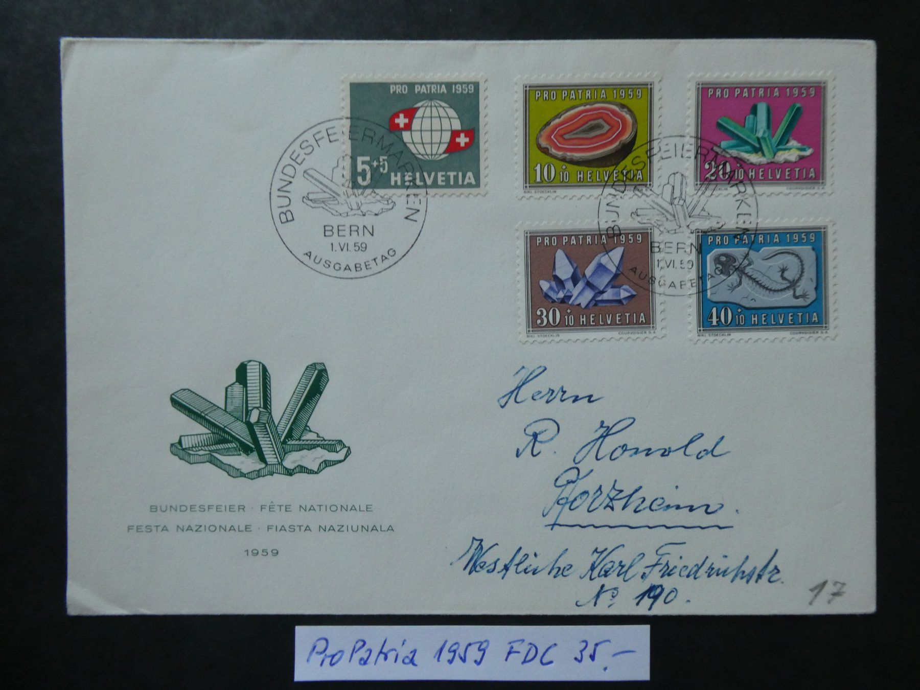 Tous les timbres: Pro Patria 1959 FDC – D'occasion à Lausen par Herbamare01