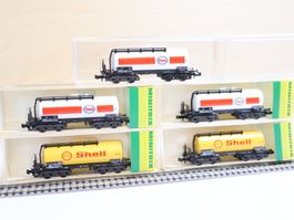 Minitrix 5 x Tankwagen Set 4-Achser - Spur N Top Modelle