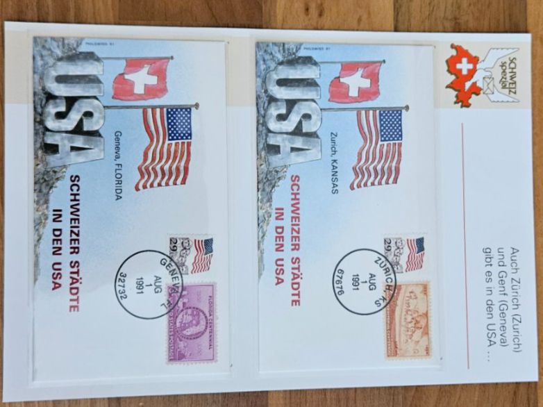 Alle Briefmarken: Sammlung von 6 Sonderbriefe Schweizer Städte in den USA – Gebraucht aus Uznach von Rayonii 1