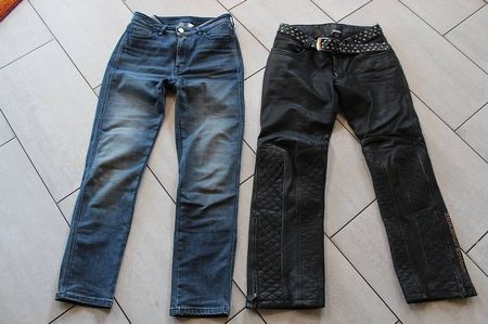 Damen Motorradhosen mit Protektoren, 1x Leder und 1x Textil