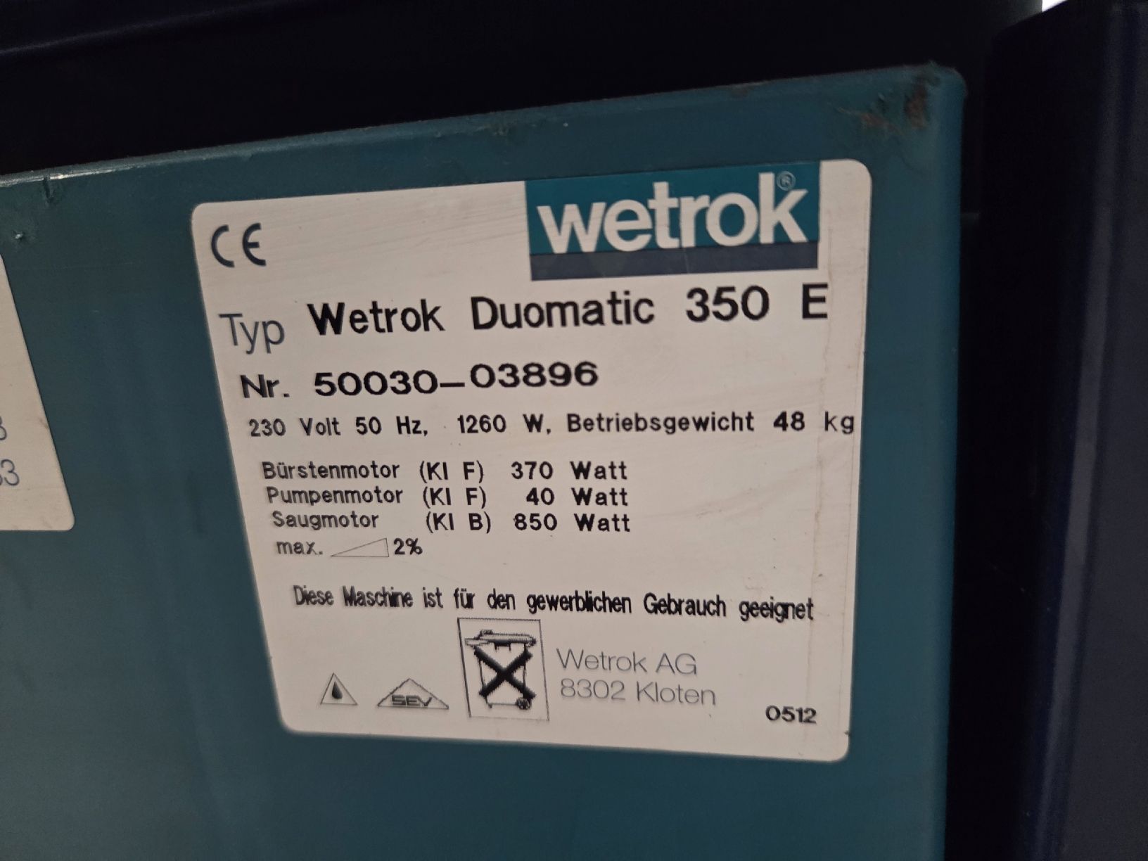 Wetrok Tutte le macchine: Wetrok Reinigungsmaschine – Difettoso da Beromünster venduto da Marsidarsi77 4