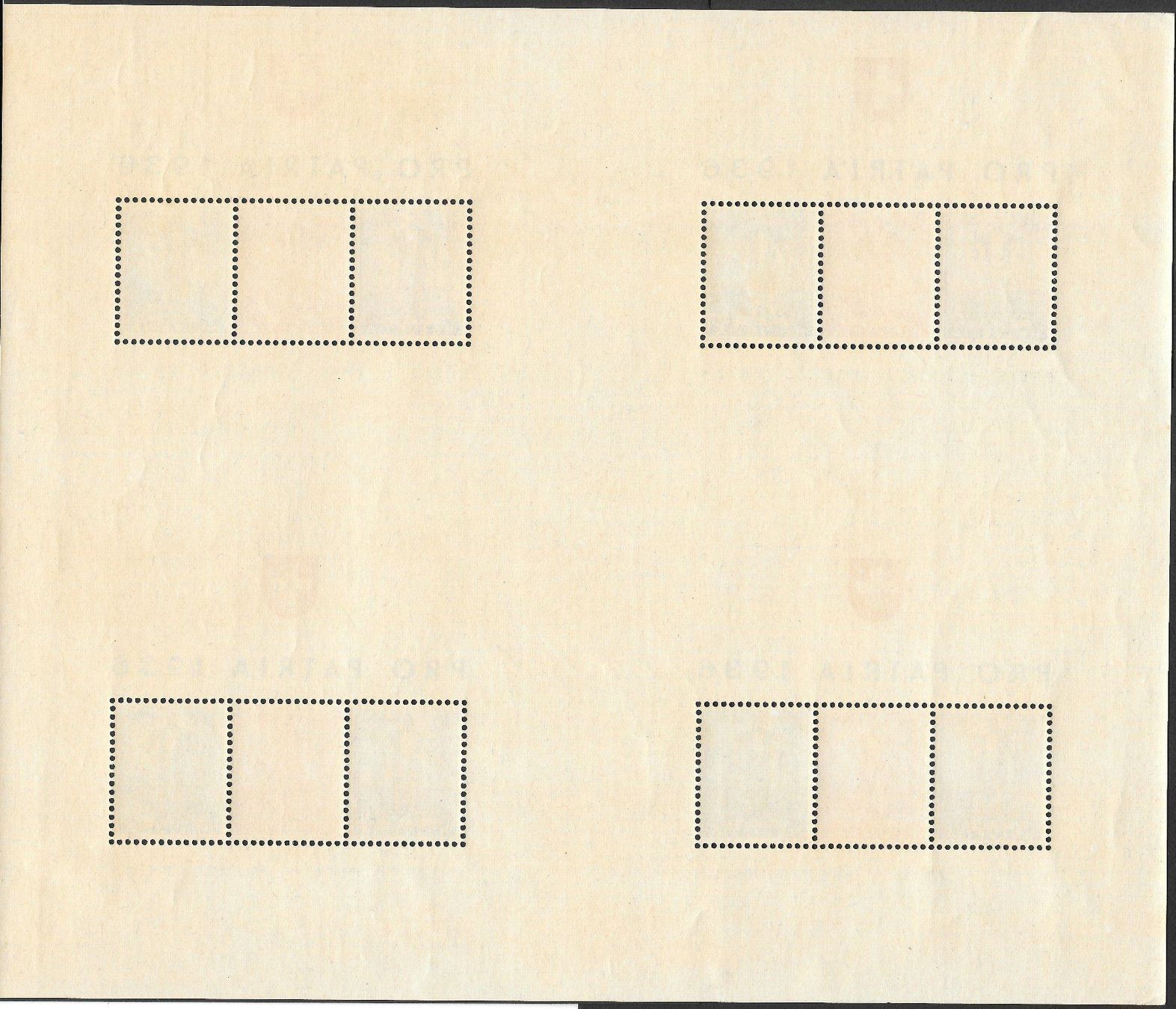 Tous les timbres: Pro Patria 1936 Blockbogen mit 4 Blocks ** Kat: 600.00 CHF – Neuf (Voir description) à Remetschwil par Hofiii 1