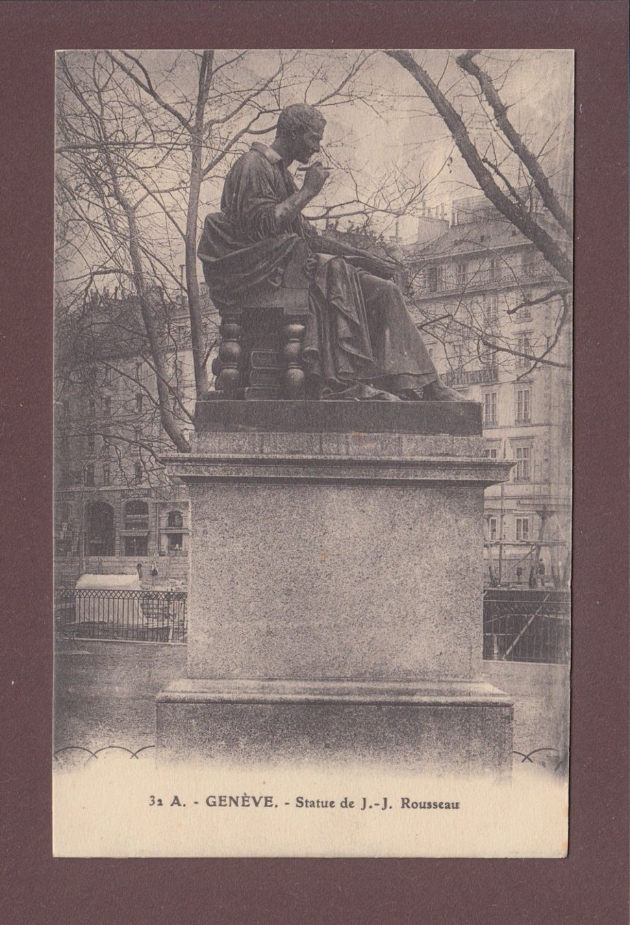Cartoline postali: GENEVE - Statue J.-J. Rousseau – Usato da Pully venduto da nicecards