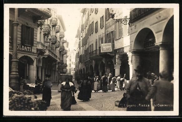 Cartes postales: AK Lugano, Piazza del Commercio – D'occasion à Berlin par bartko-reher