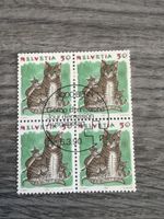 Briefmarken Helvetia 50 Rappen Katzen 4er Block 1990