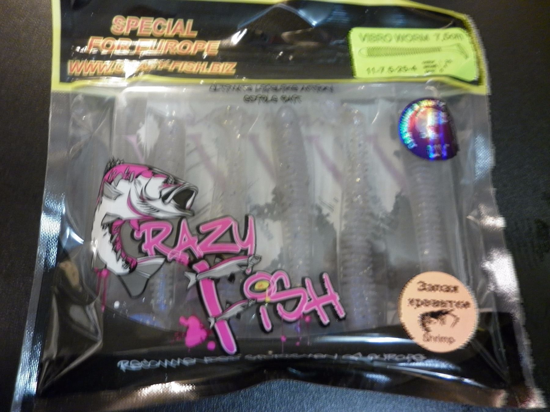 Esche: 5 Vibro Worm Crazy Fish 7,5 cm col. 25 – Nuovo e nell'imballaggio originale da Fribourg venduto da versus702