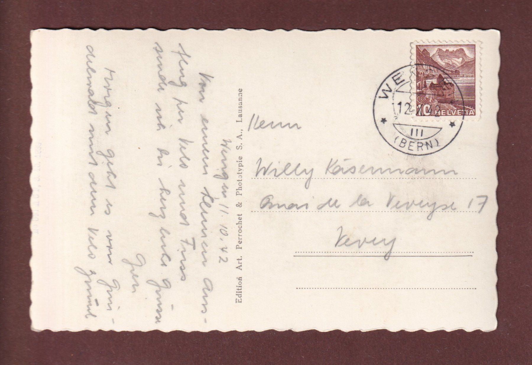 Ansichtskarten: WENGERNALP - Eiger - 1942 – Gebraucht aus Pully von nicecards-shop 1