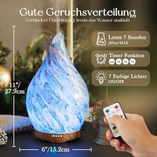 Humidificateurs: Diffuser 280ml,Handgeblasen Luftbefeuchter mit – Neuf avec emballage d'origine à Hundwil par Stallone6 2