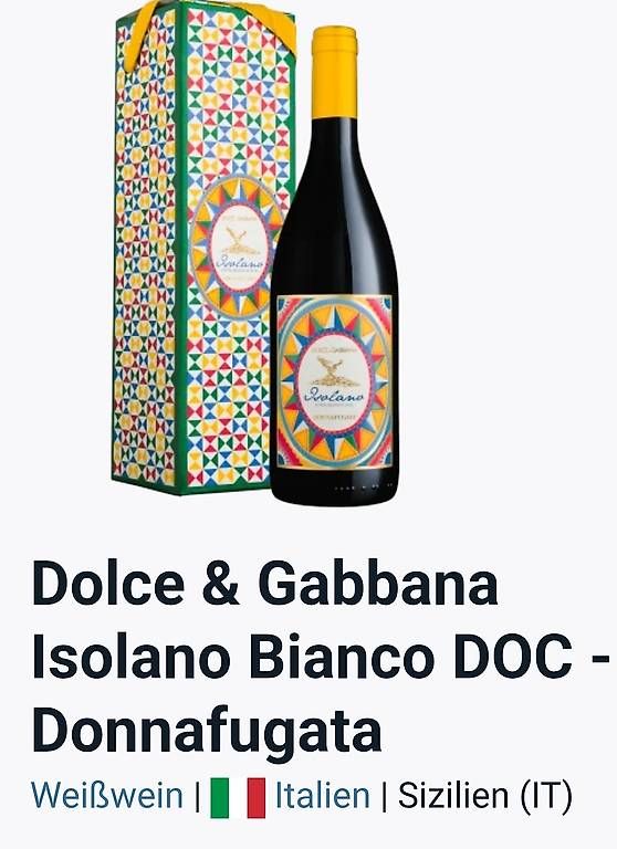 Vino: Dolce & Gabbana Donnafugata D.O.C Weisswein – Usato da Ettenhausen TG venduto da bon_drr7