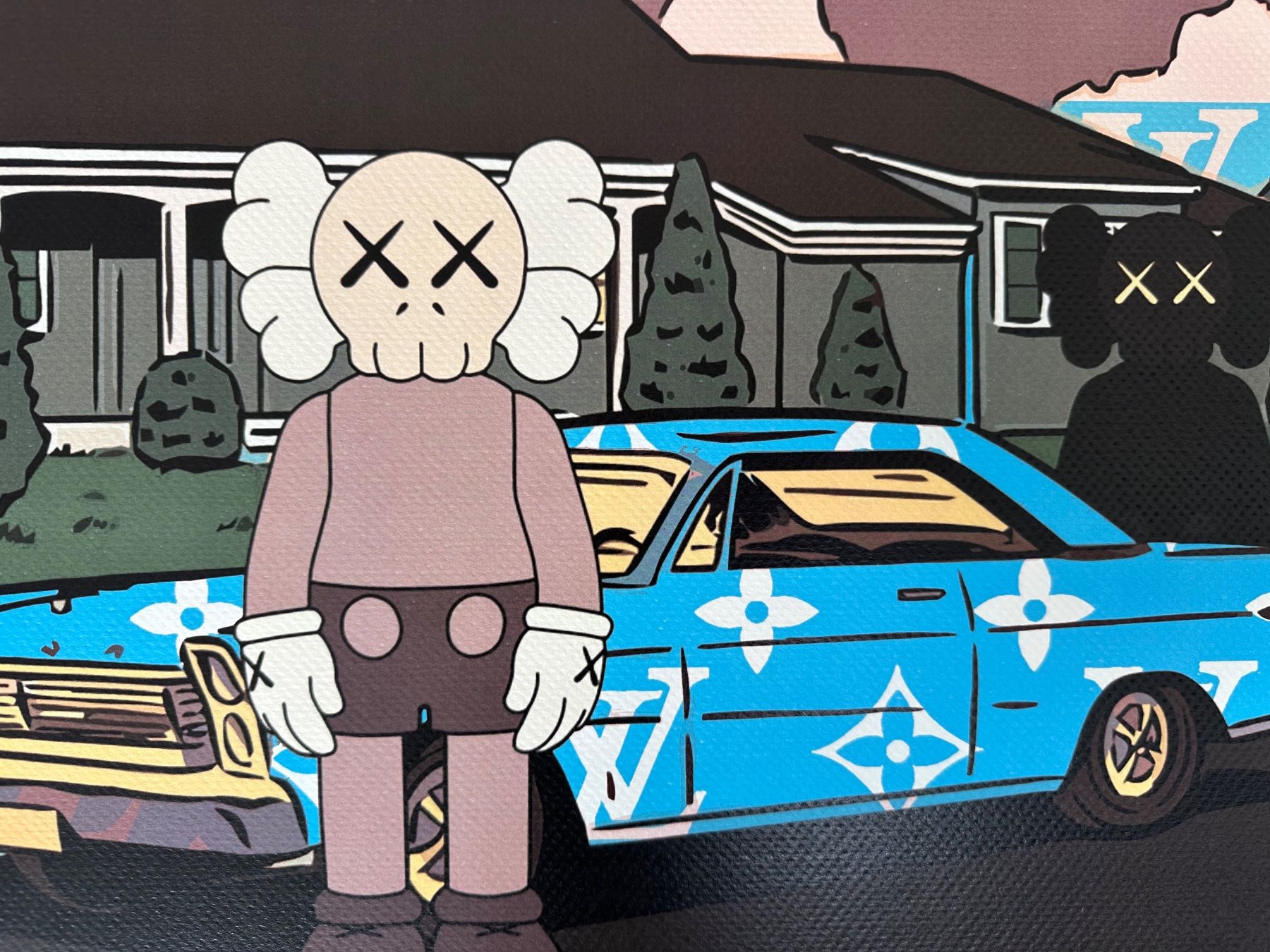 Grafiken & Lithographien: Death: Twin KAWS & Vuitton Mustang, signiert – Neu (gemäss Beschreibung) aus Meilen von Smgdesign 5