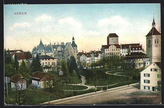 Cartoline postali: AK Arbon, Teilansicht aus der Vogelschau – Usato da Berlin venduto da bartko-reher