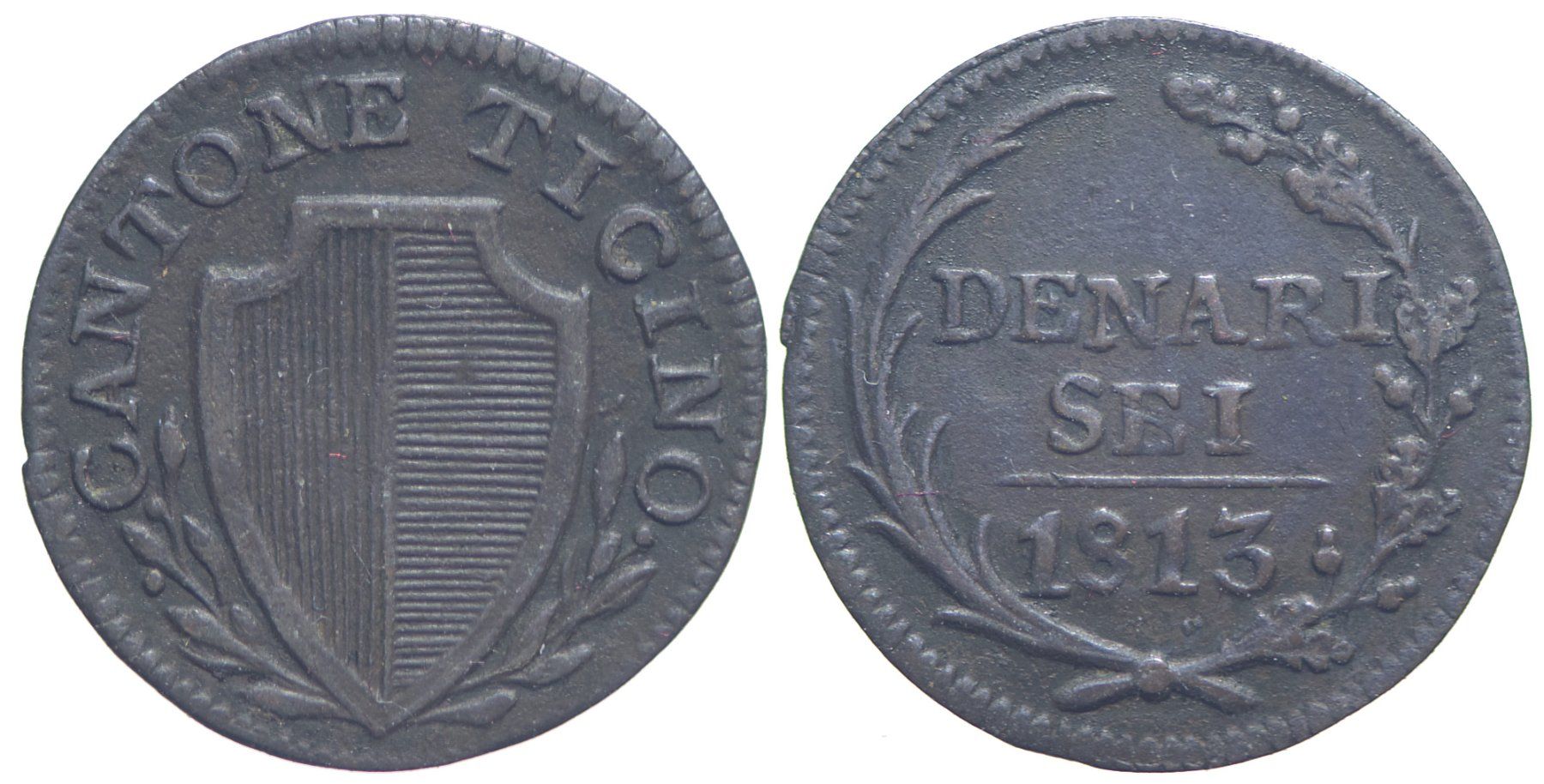 Tutti le monete: Tessin, 6 Denari 1813 – Usato da Chiasso venduto da Novamarketing
