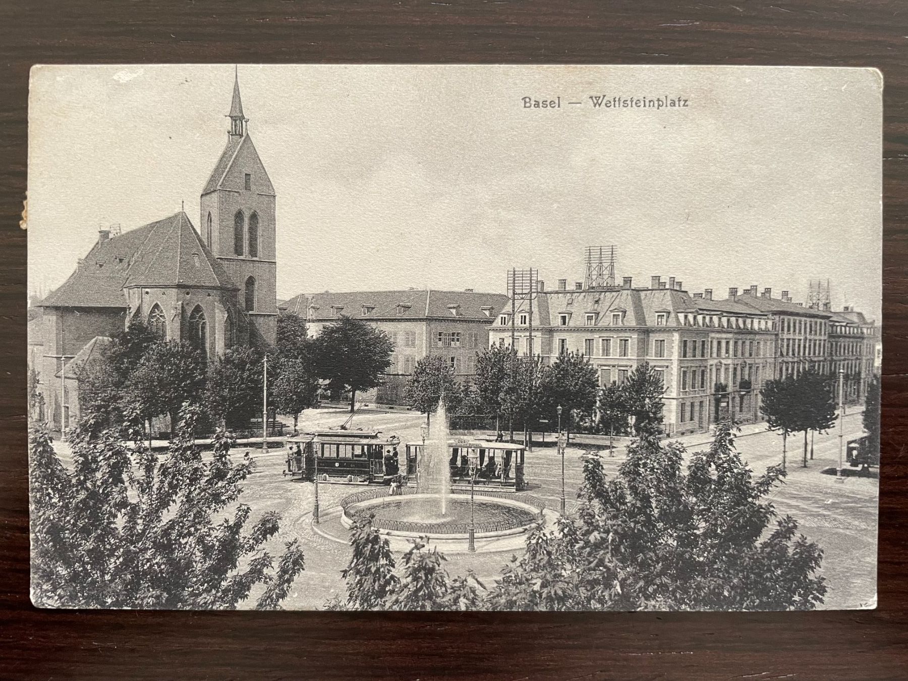 Cartoline postali: BASEL Wettsteinplatz, Tram / Strassenbahn, 1909 – Usato da Wald ZH venduto da TLILEF