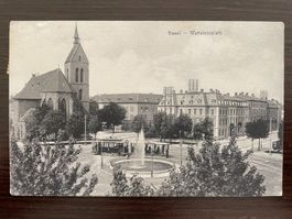 BASEL Wettsteinplatz, Tram / Strassenbahn, 1909