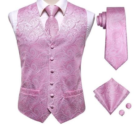 Paisley Weste Rosa für Herren Hochzeitsanzug XL-XXL-XXXL