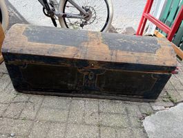 Truhe Kiste antik 1826 bemalt Holz stabil H 43 B108 T38