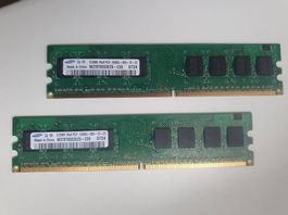 2x 512MB DDR2 RAM (PC2-5300U-555), für alte PCs