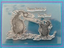 Geburtstag Mäuse  -  10x14cm Silikonstempel