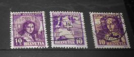 Pro Juventute Briefmarken 1933-1938 Konvolut 3 Stck