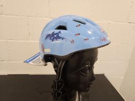 Neu - Fisher - Velohelm mit LED - blau Delfine 48-54cm