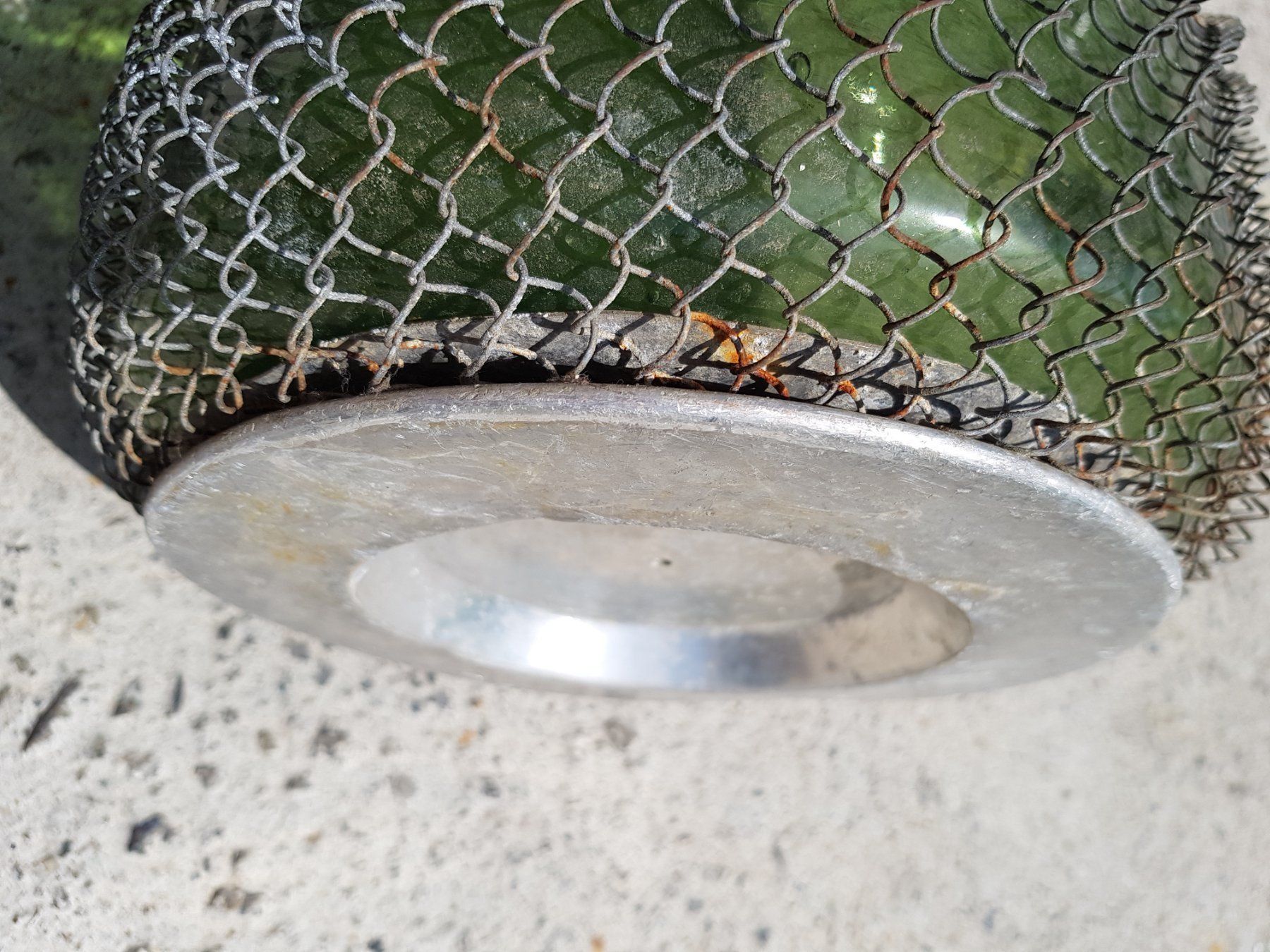 Bottiglie: Vintage Glasflasche mit Metallgitternetz – Usato da Näfels venduto da SuEdHe 8