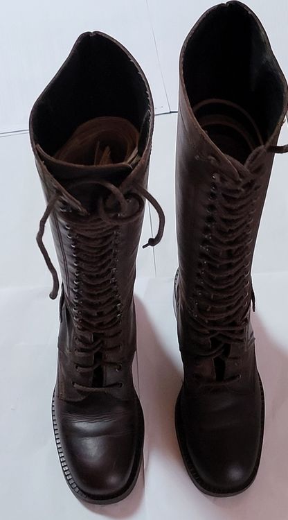 Bottes André En Cuir Marron Doublé Cuir - Taille 38, Petits Talons, Occasion En Très Bon état (TBE)