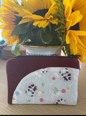 Baumwoll-Clutch mit Panda-Motiv