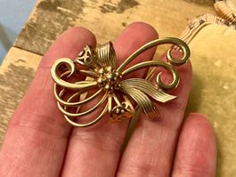 ART DECO BROSCHE GOLD DOUBLÉ FRANKREICH UM 1930, TOP