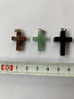 Kreuz Anhänger Set, 3 Stk. Edelstein, Glücksbringer ✨