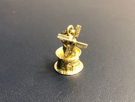 Schmuckanhänger Windmühle aus 14 Karat Gelbgold Au 585