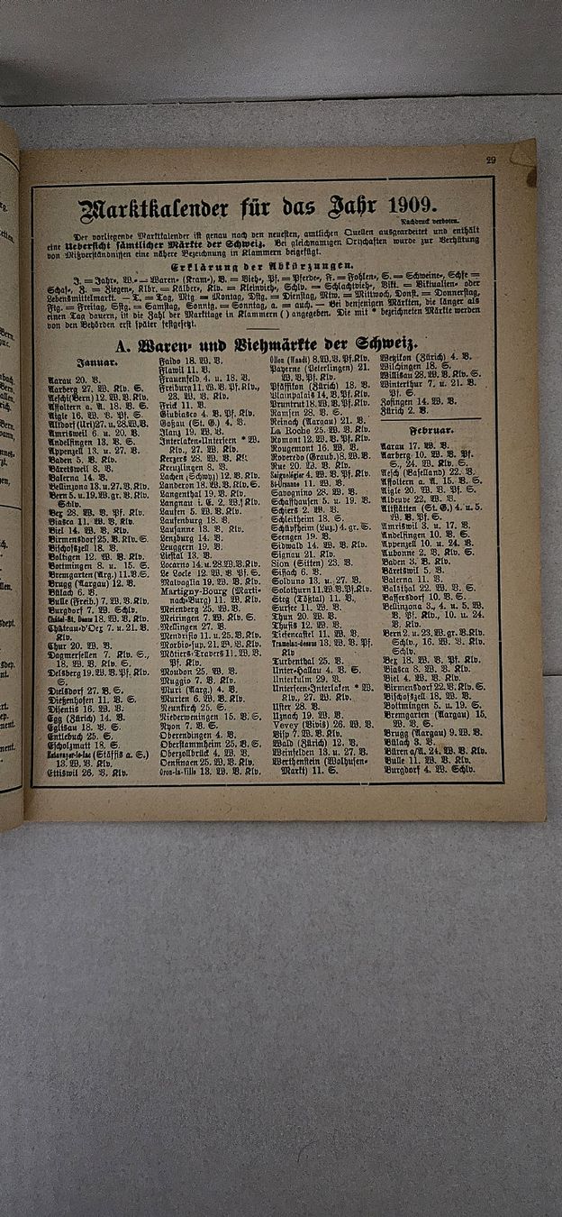 Kalender: Der Schweizer Bauer Kalender 1909 – Originalausgabe – Gebraucht aus Wangen SZ von Auction-Sea 3