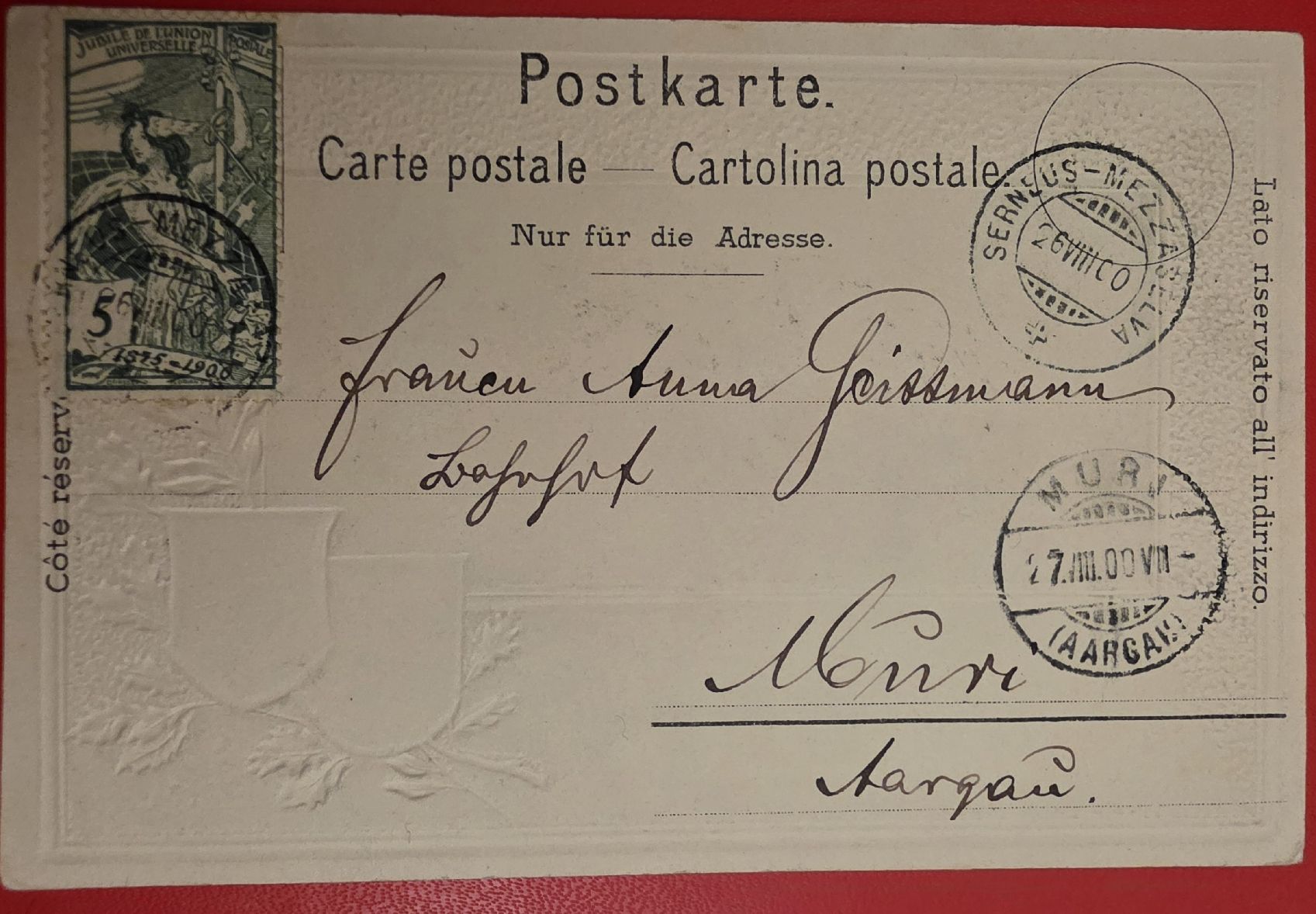 Ansichtskarten: Postkarte 1900 – Gebraucht aus Bern von Kocholo 5