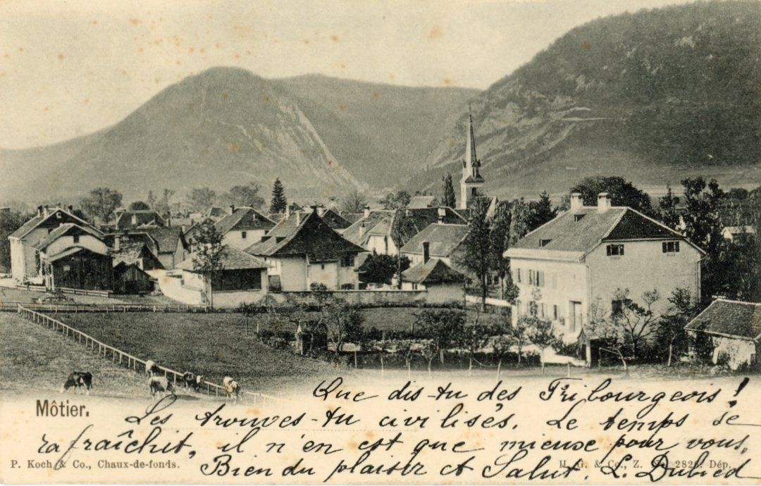 Cartoline postali: Môtier       NE     en 1905 – Usato da Brig venduto da Valcards54
