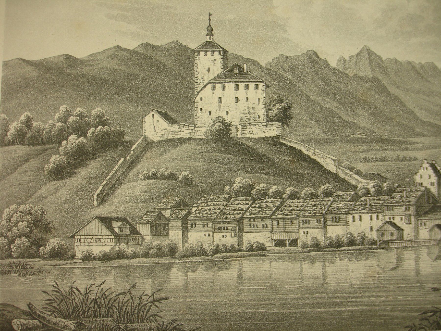 Incisioni: WERDENBERG, AQUATINTA 1867 – Usato da Grüningen venduto da Kartensammler 2